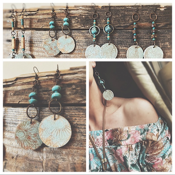 Henna Printed Dangles  A B C  / D is sold - Picture 15 of 17